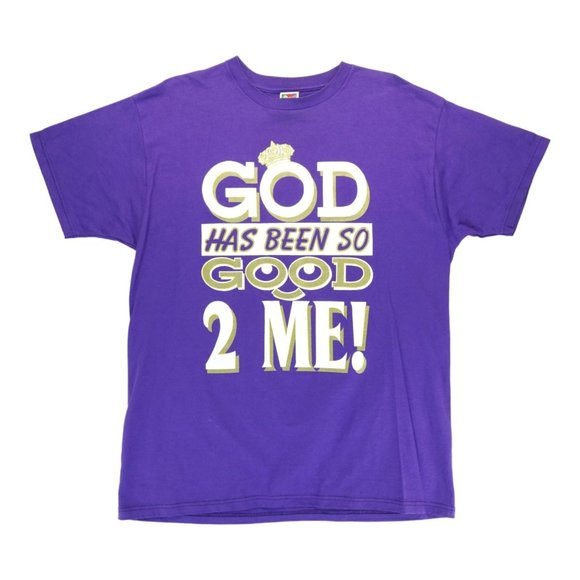 Fruit of the Loom Purple T Shirt Vintage 90s God Has Been So Good To Me Size XL - Picture 1 of 3